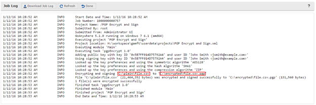 Open PGP File Encryption Job Log | How to Encrypt PGP Messages